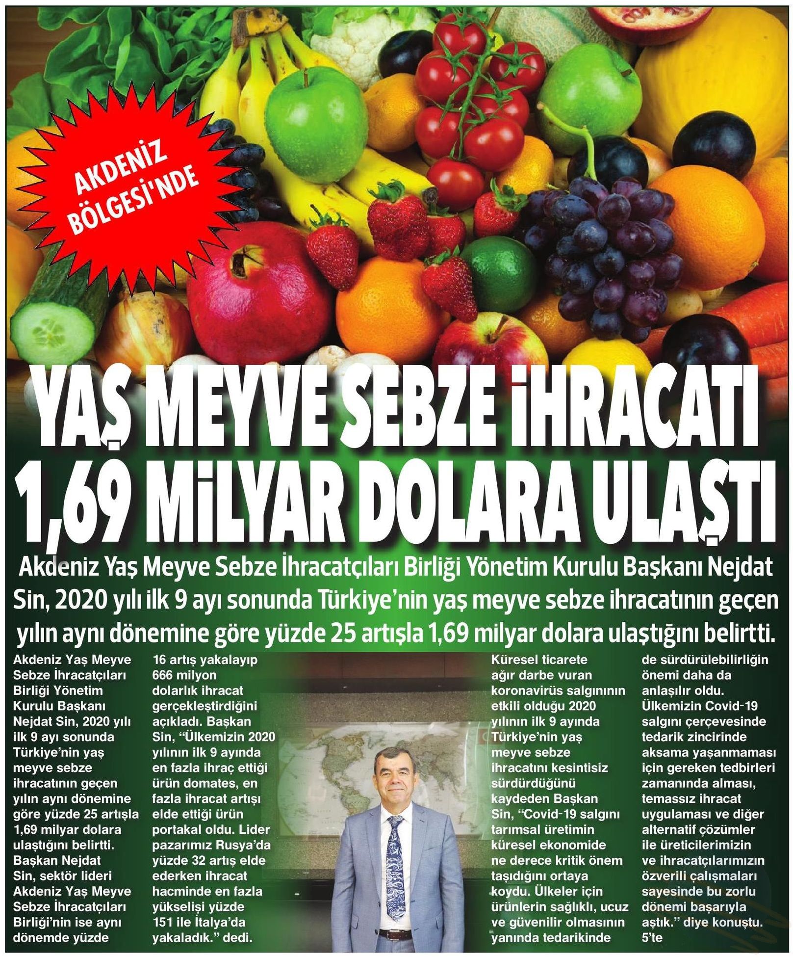 yas meyve sebze ihracati 1 69 milyar